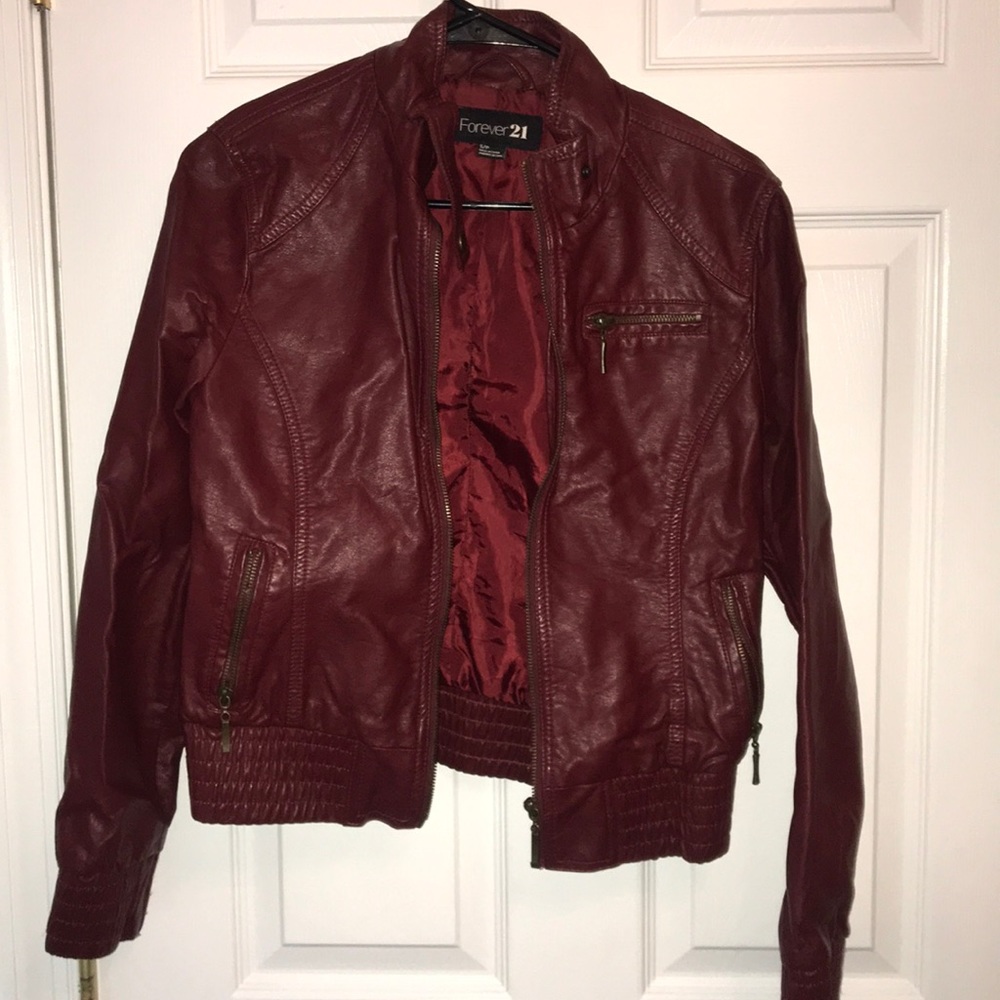 Maroon leather jacket